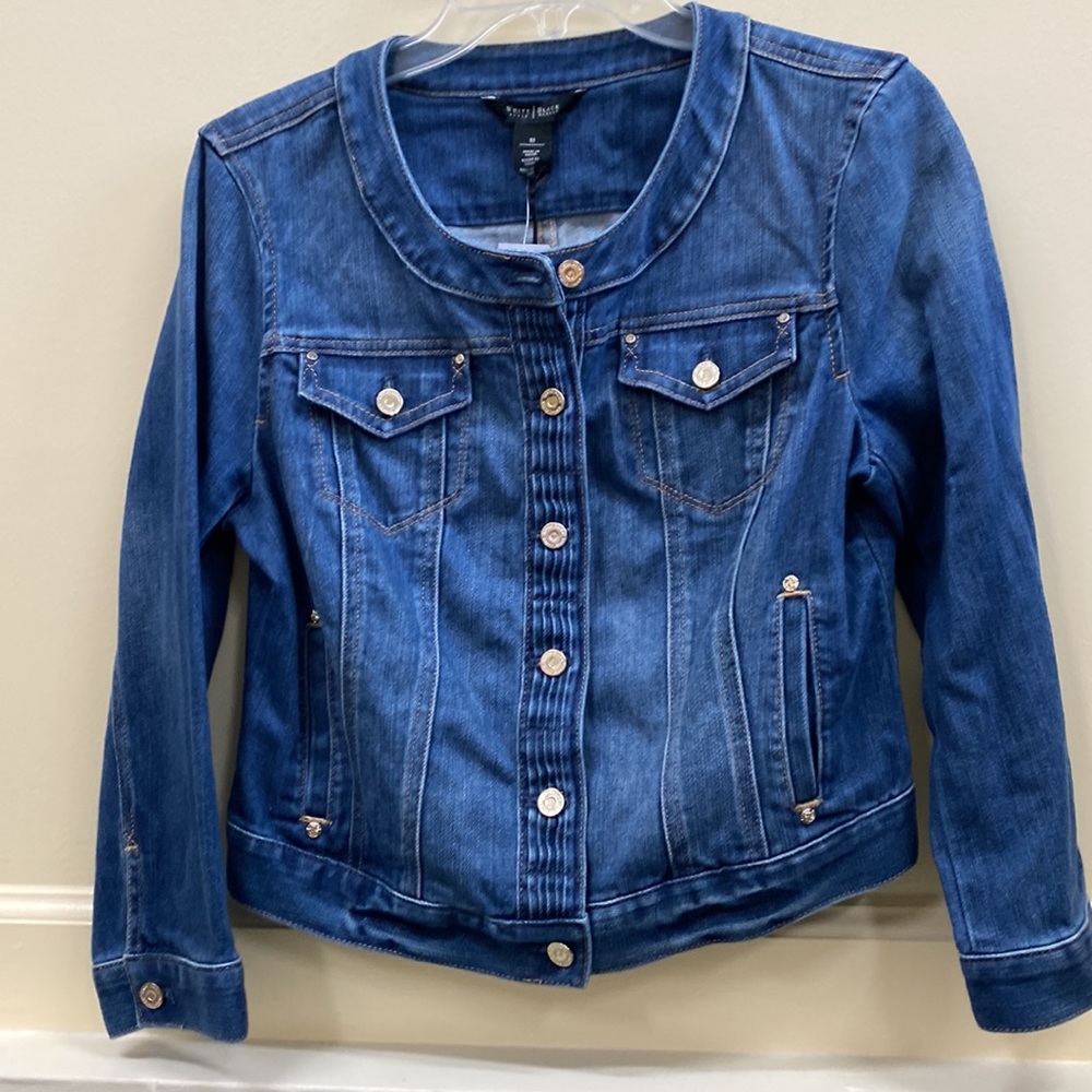NEW White House Black Market 10 button front jean jacket